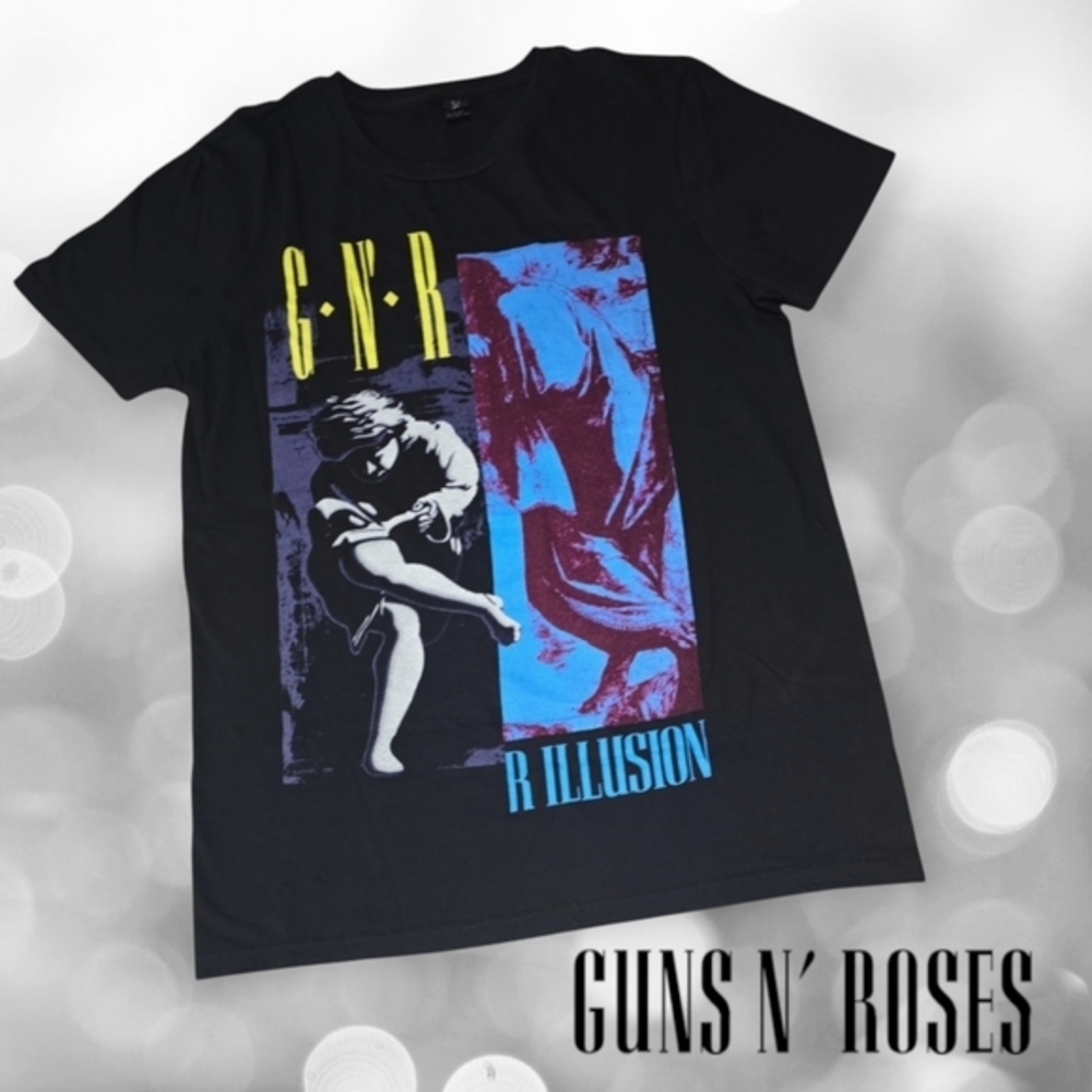 Unisex Guns N' Roses Use Your Illusion Graphic Band Tee Black S MISPRINT